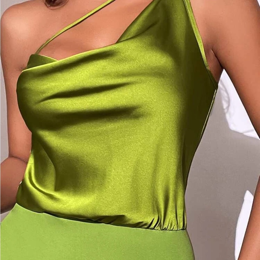 Brand new never worn with tags (no tags attached) green satin tank bodysuit